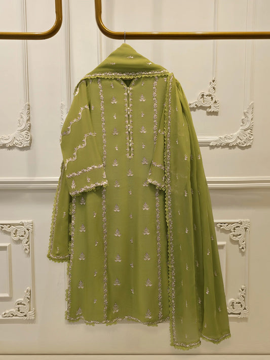 Agha Noor 3 Piece - Pure Embroidered Cotton Net Suit S113835