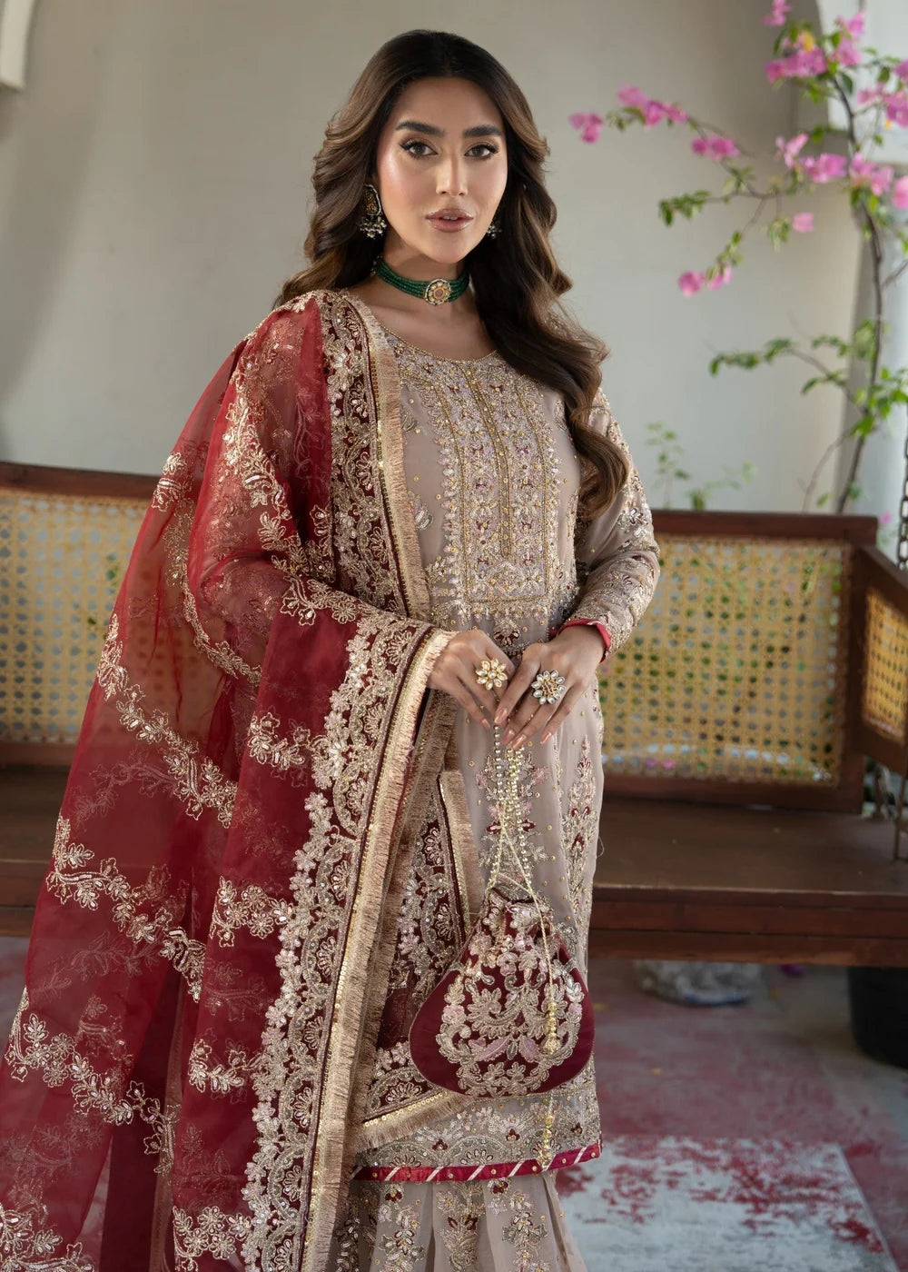 3 Piece Chiffon Heavily Embroidered Gharara Set