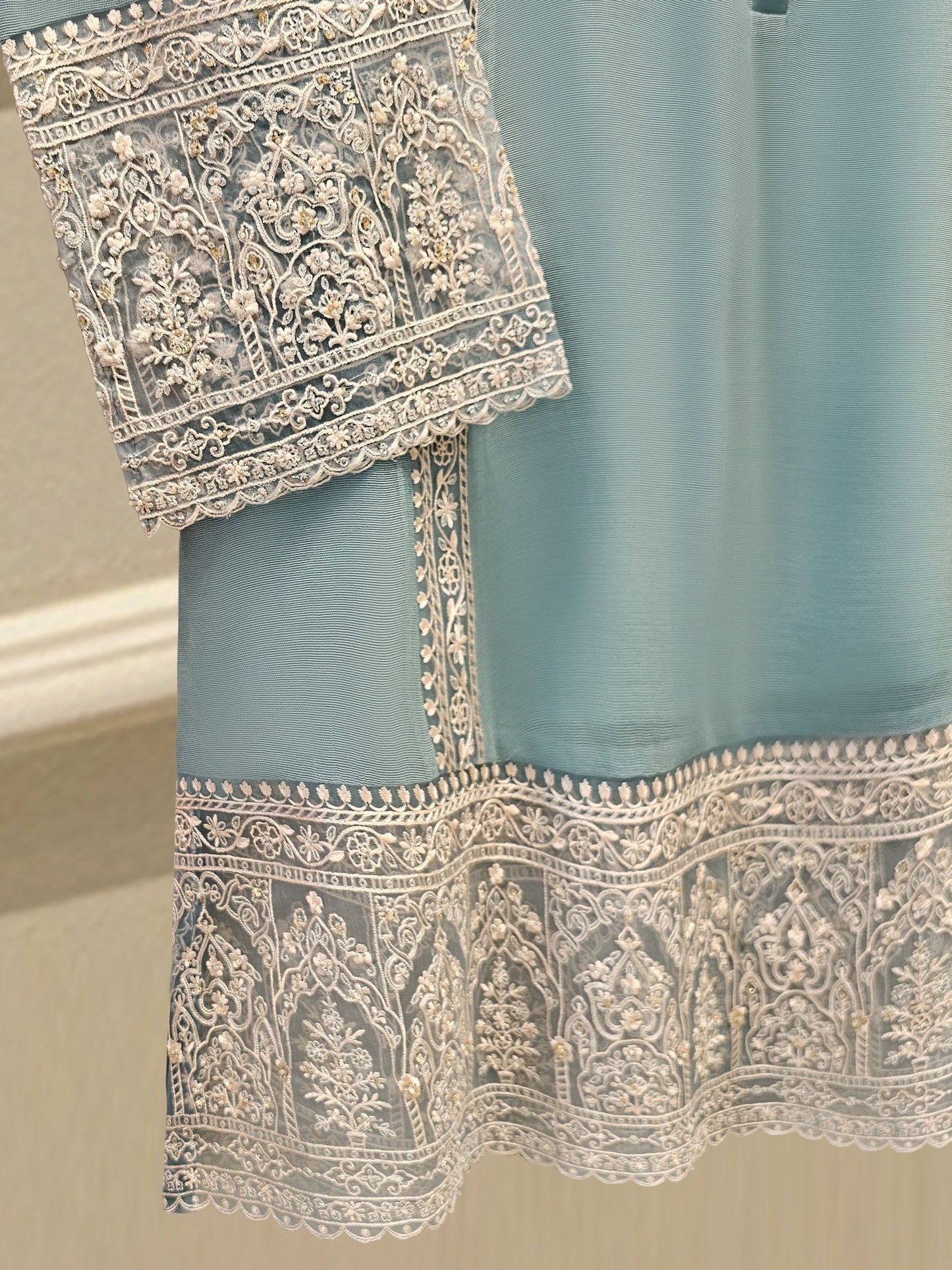Agha Noor 3 Piece - Pure Cotton Net Embroidered Dress S111765