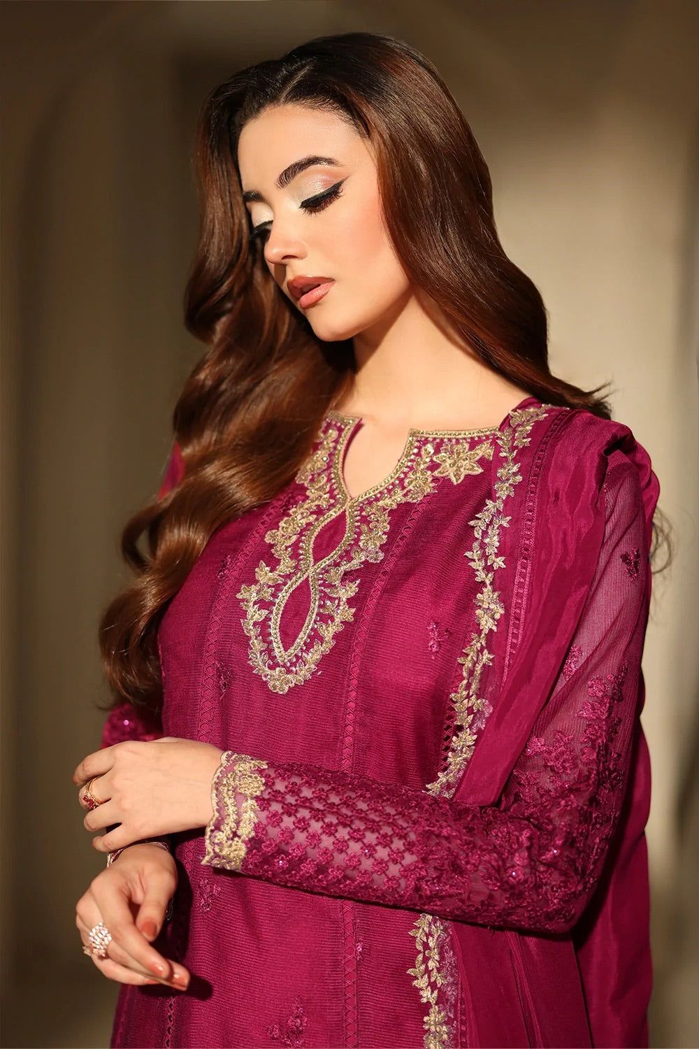 Azure Khadi Net Embroidered Dress