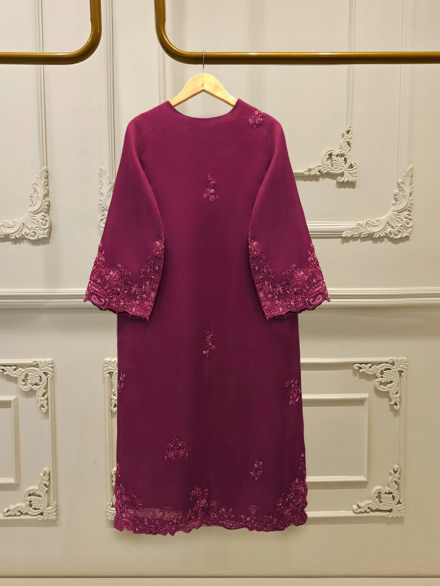 Agha Noor 3 Piece - Pure Organza Embroidered Dress S112915