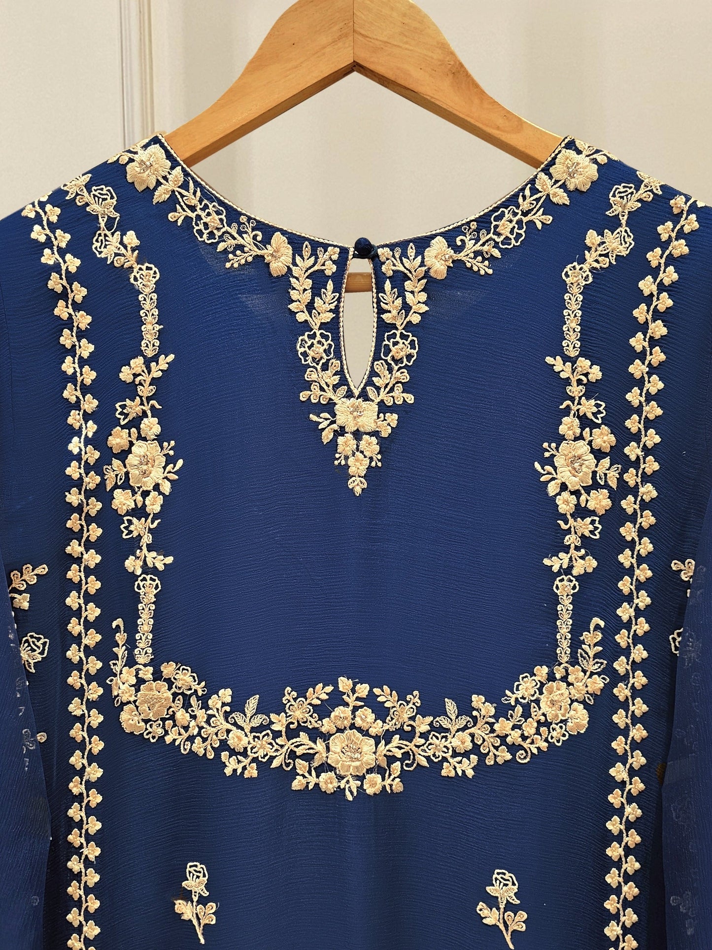 Agha Noor 3 Piece - Pure Chiffon Embroidered Dress
