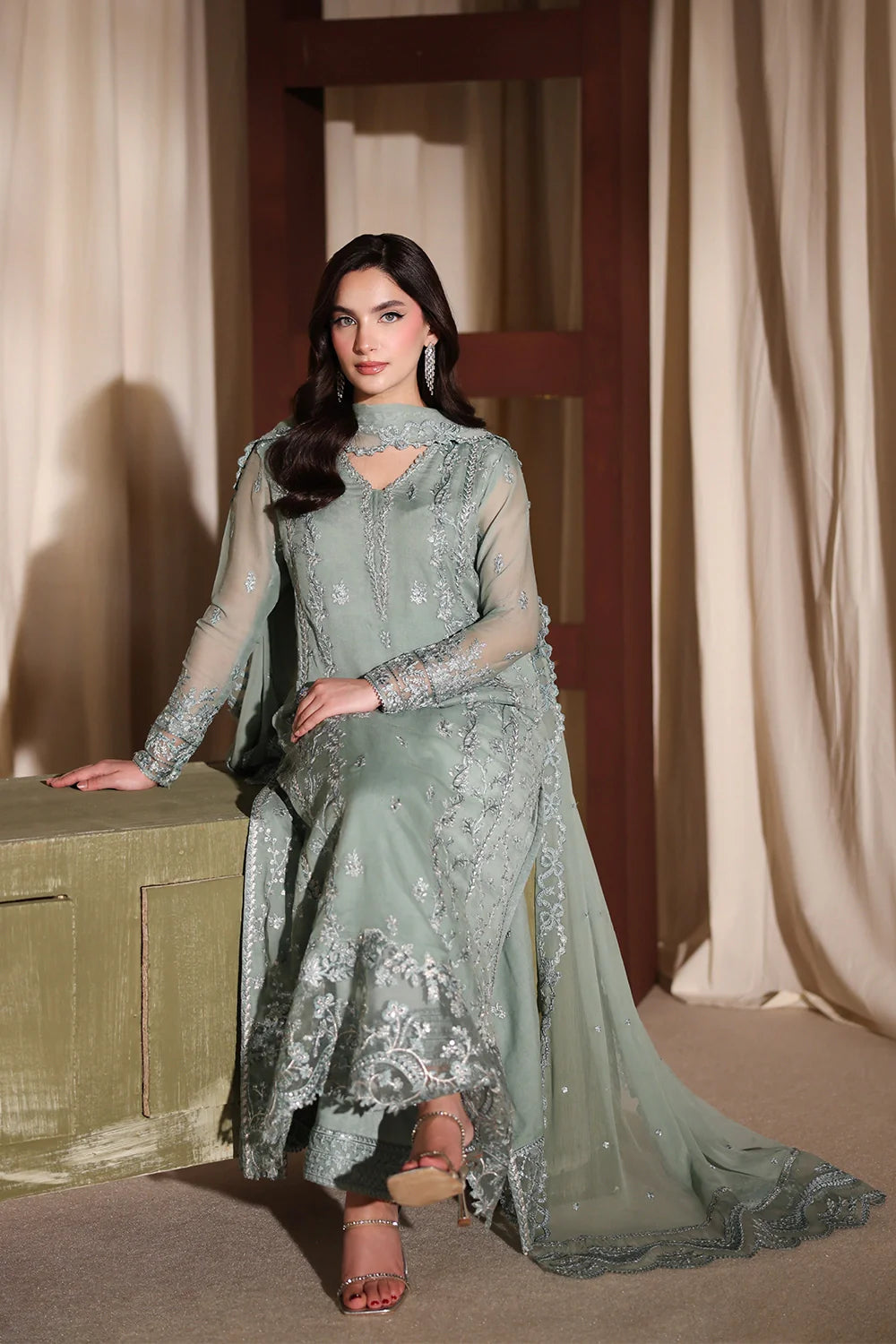 Azure Latest Collection Chiffon Embroidered Dress