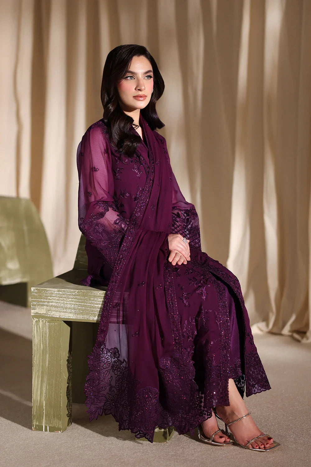Azure Latest Collection Chiffon Embroidered Dress