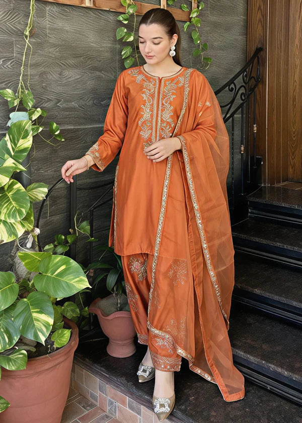 Silk Embroidered Farshi Dress