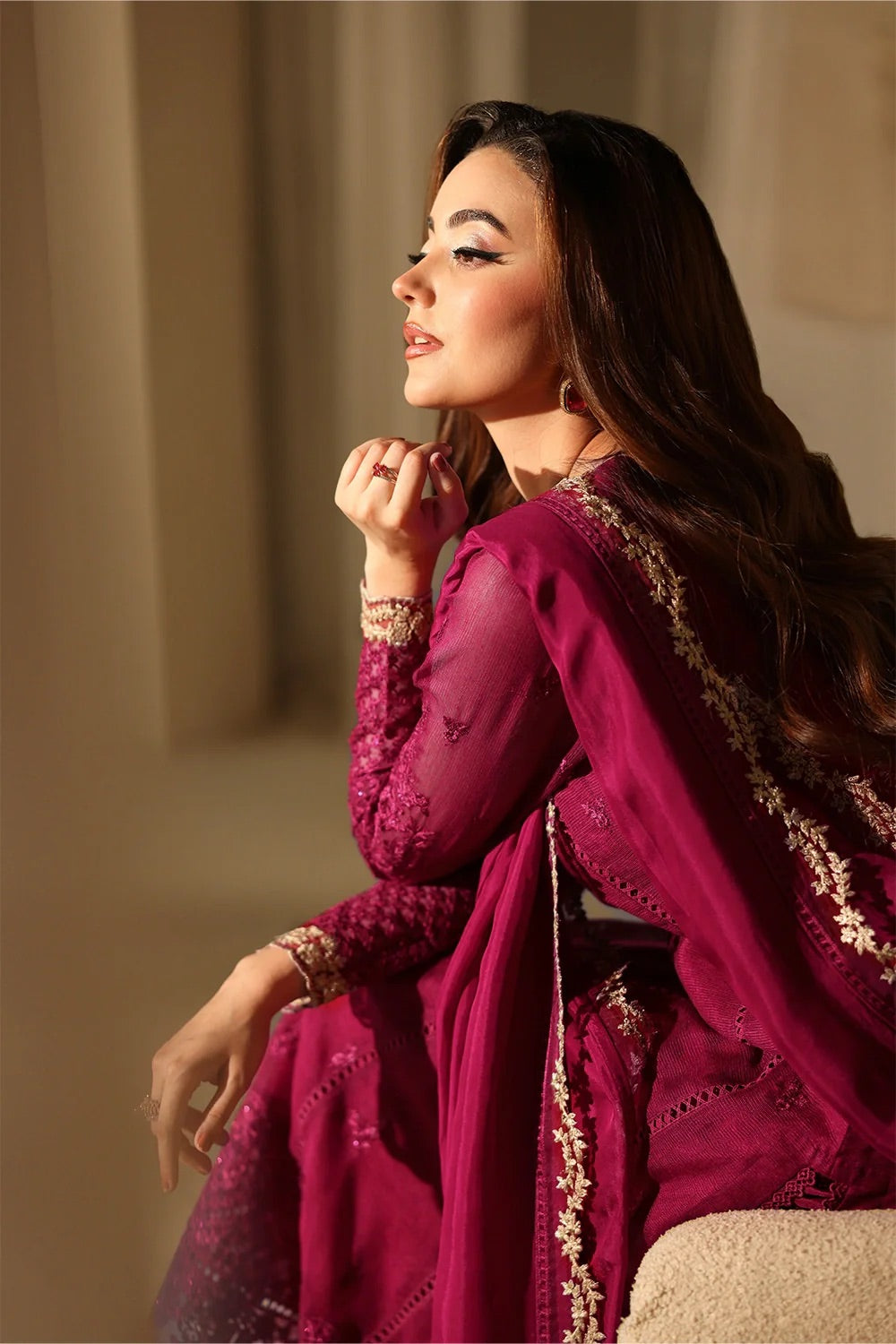 Azure Khadi Net Embroidered Dress