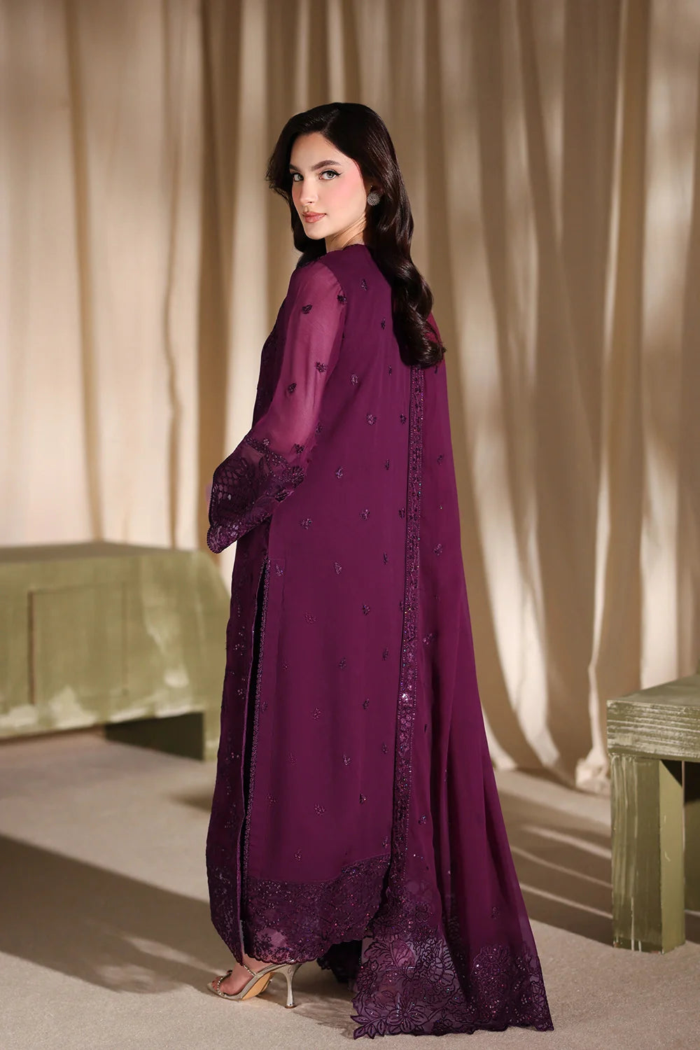Azure Latest Collection Chiffon Embroidered Dress