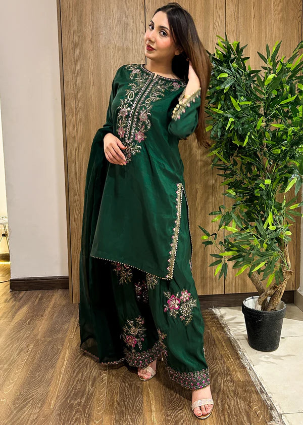 Silk Embroidered Farshi Dress