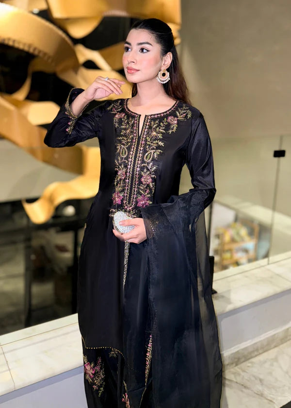 Silk Embroidered Farshi Dress