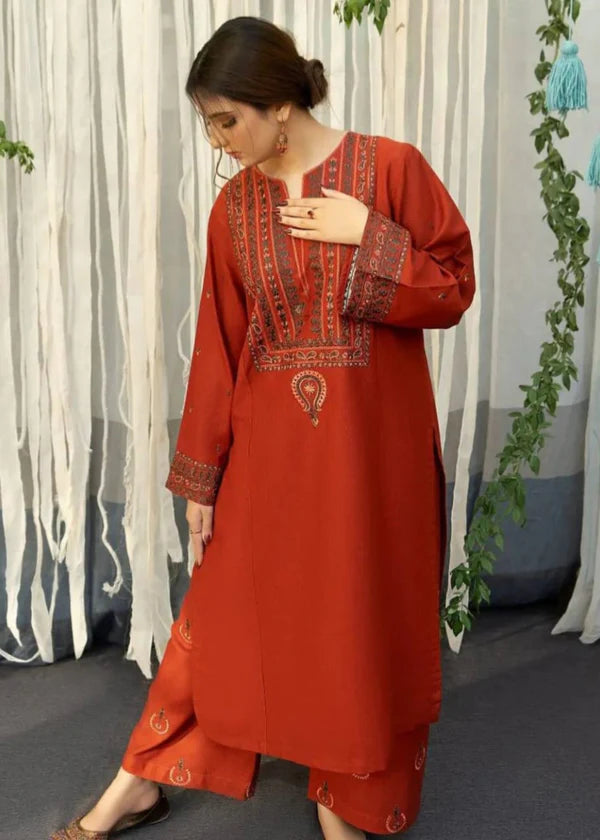 Linen Embroidered 3 Piece Dress