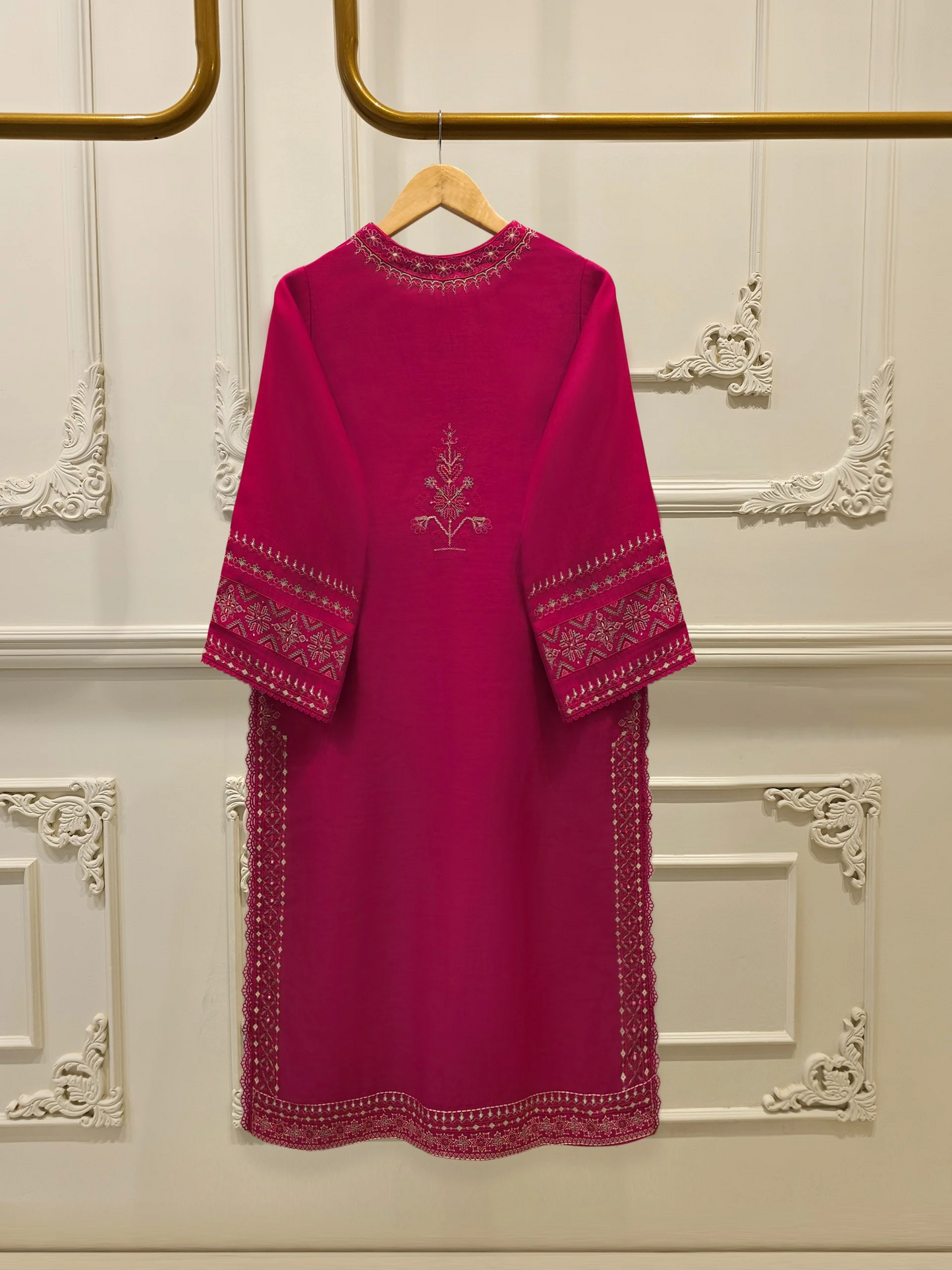 Agha Noor 3 Piece - Embroidered Kora Cotton Silk Suit S112451
