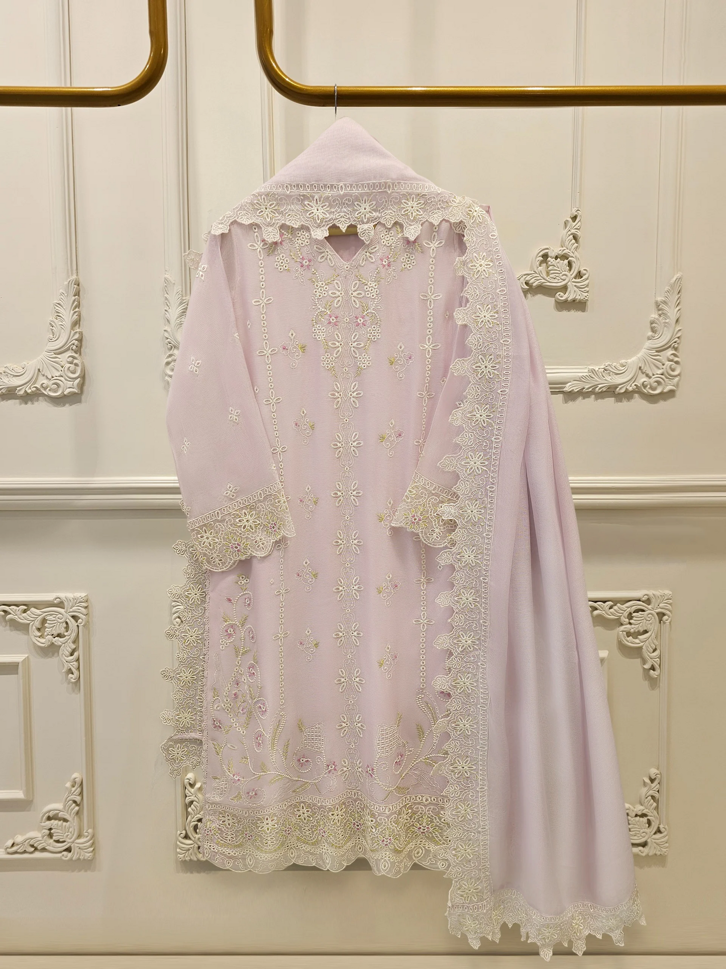 Agha Noor 3 Piece - Pure Embroidered Cotton Net Suit