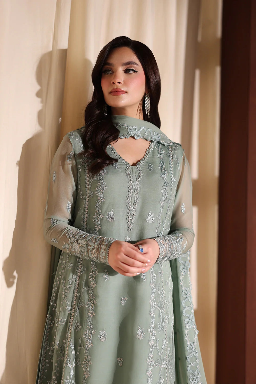 Azure Latest Collection Chiffon Embroidered Dress