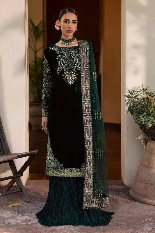 Nureh Velvet Embroidered Dress