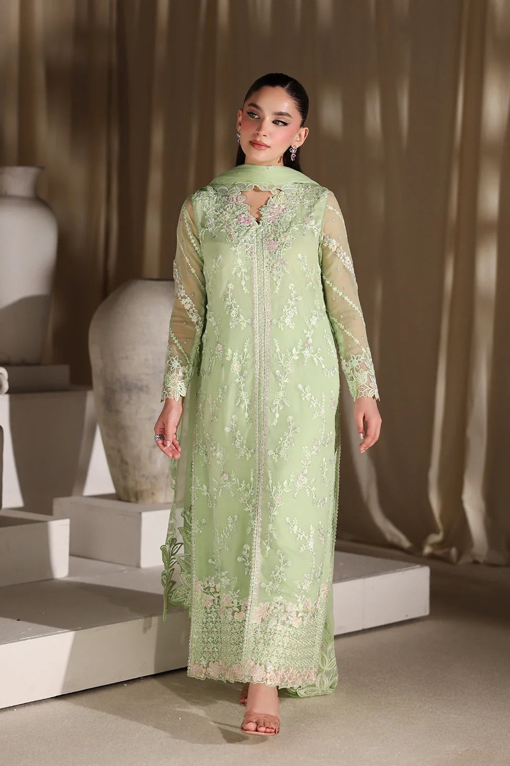 Azure Latest Collection Chiffon Embroidered Dress