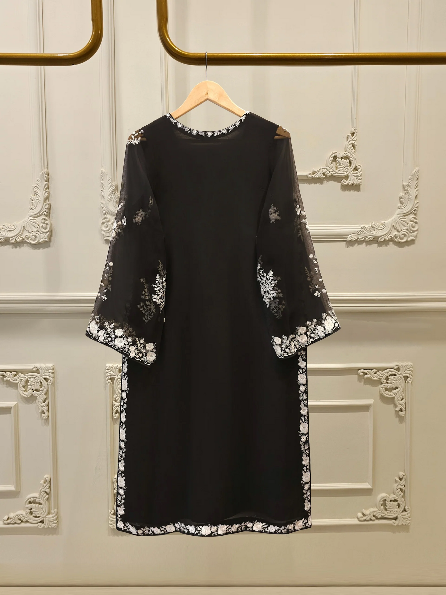 Agha Noor 3 Piece - Pure Chiffon Embroidered Dress S112225
