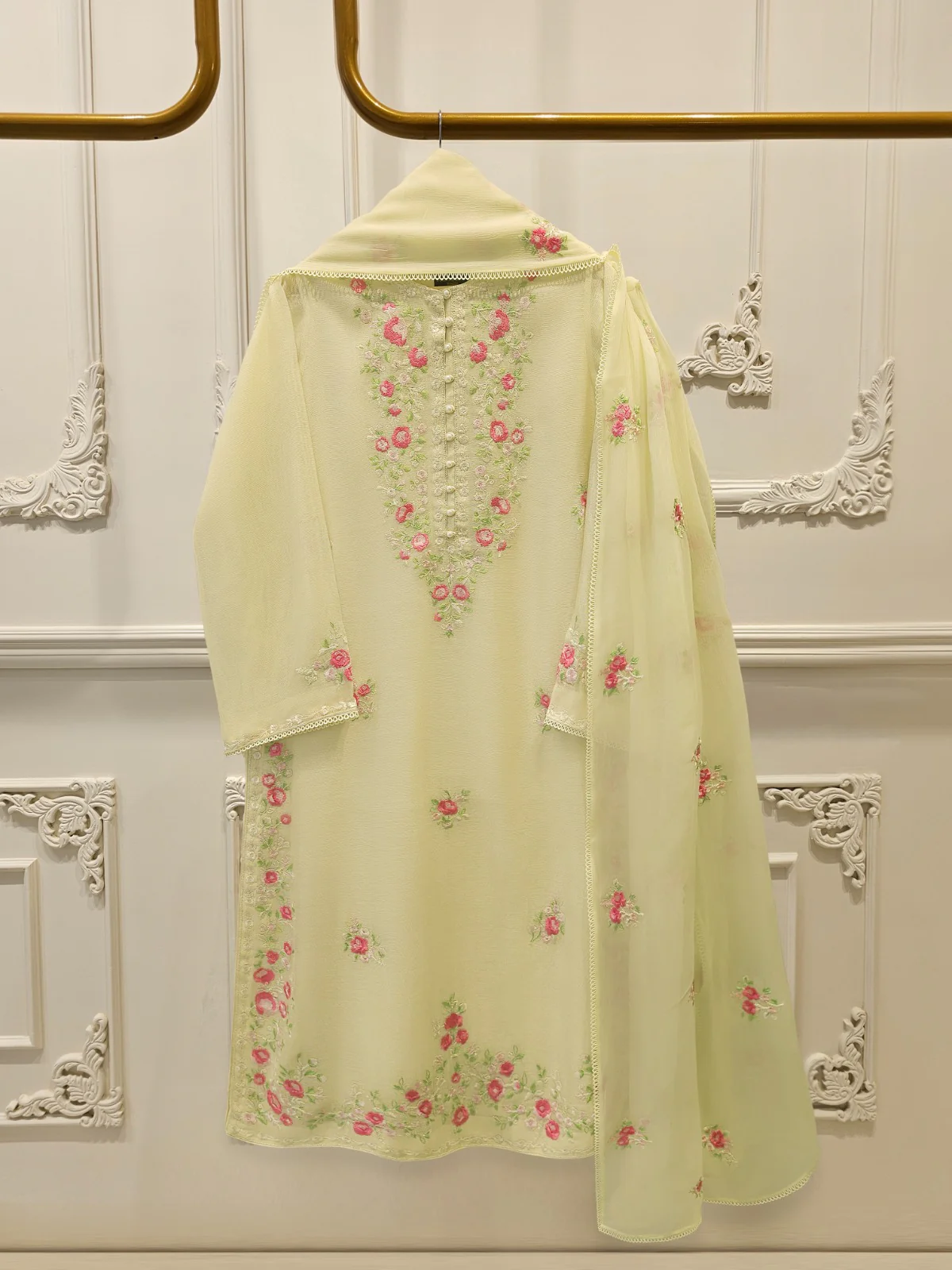 Agha Noor 3 Piece - Pure Embroidered Cotton Net Suit S113284