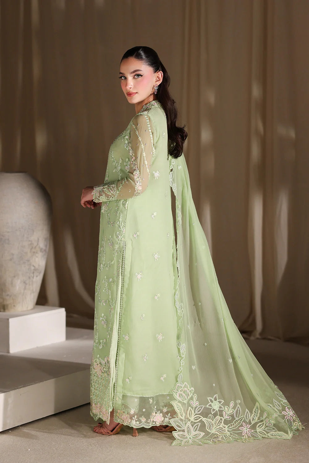 Azure Latest Collection Chiffon Embroidered Dress