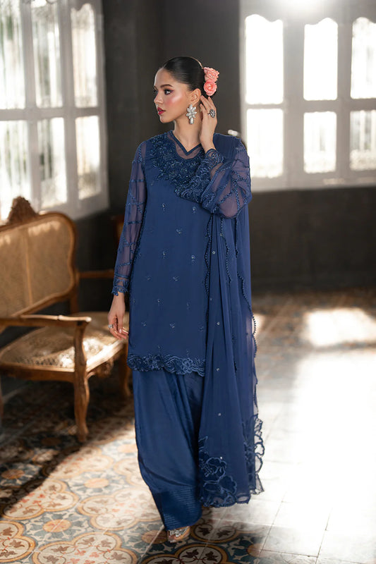 Azure Chiffon Embroidered Farshi Dress Latest Collection 2025