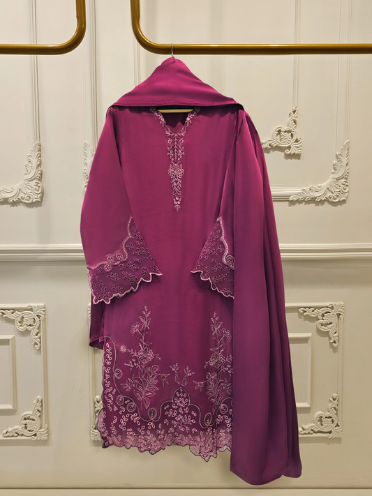 Agha Noor 3 Piece - Pure Embroidered Cotton Net Suit S112776