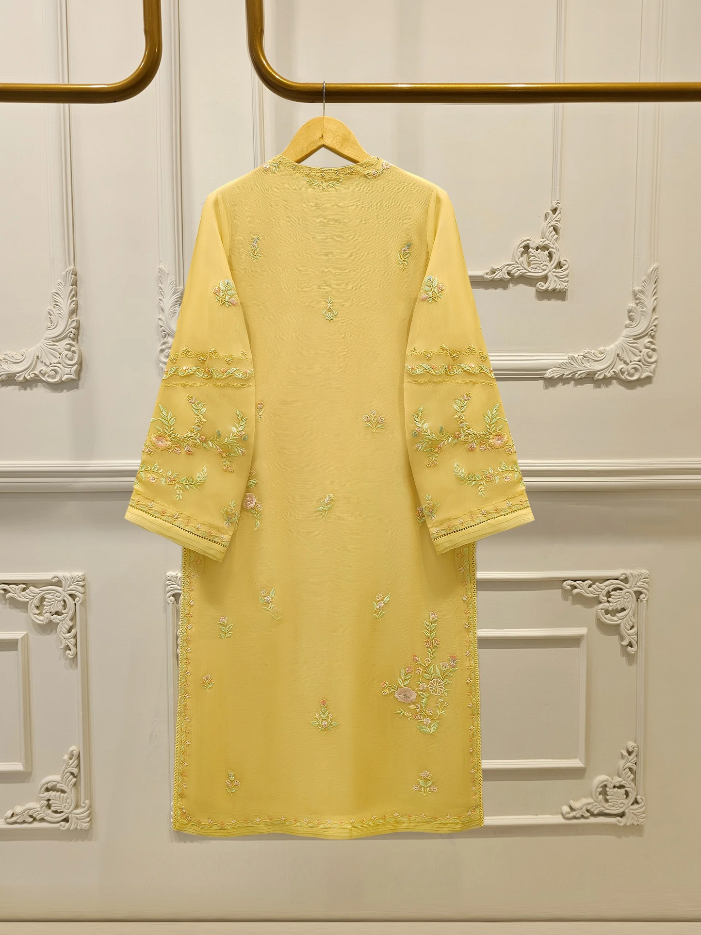 Agha Noor 3 Piece - Pure Chiffon Embroidered Dress S112395