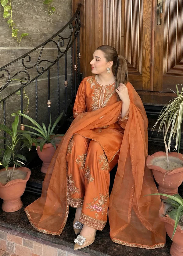 Silk Embroidered Farshi Dress