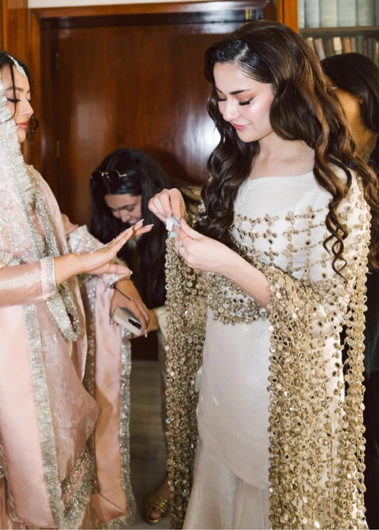 Sheesh Golden Foil Mirror Work Dupatta