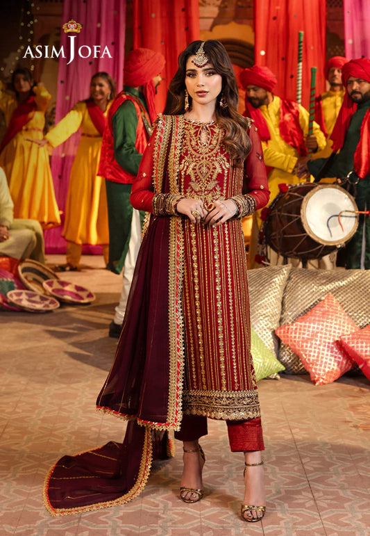 Asim Jofa Original Chiffon Embroidered Chamak Dhamak