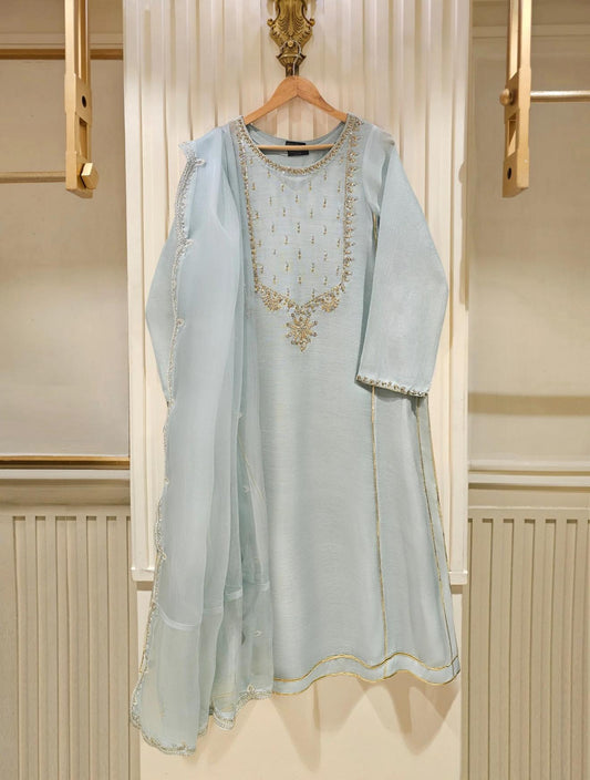 Agha Noor Dress Original 3 Piece Pure Cotton Net Shirt Pant Dupatta Pakistani Indian Bangladeshi Designer Ready to Wear