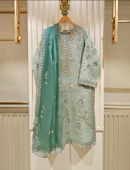 Agha Noor Organza Embroidered Dress