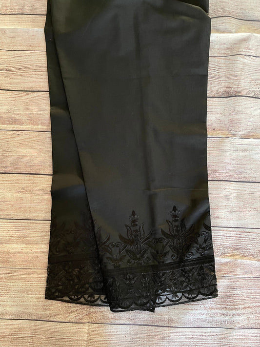 Cotton Embroidered Pant Trouser Black