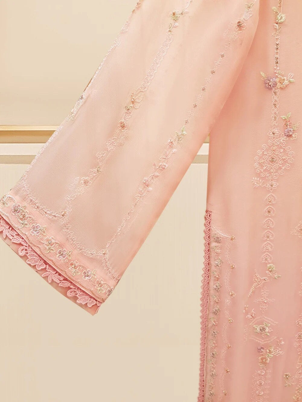 Agha Noor 3 Piece Chiffon Embroidered Dress