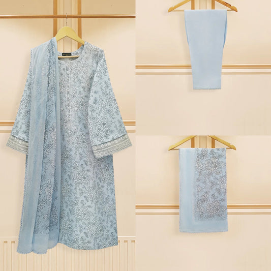 Agha Noor 3 Piece - Cambric Cotton Dress