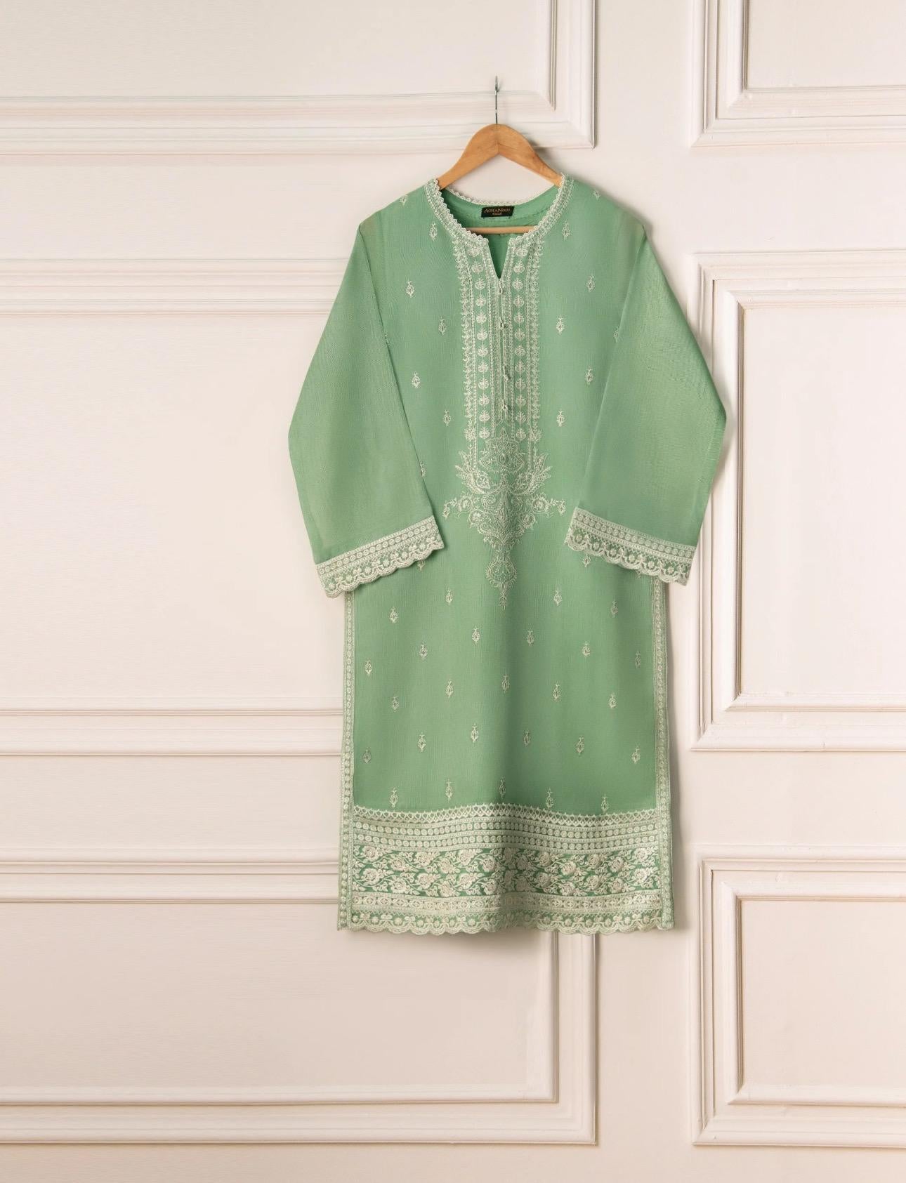Agha Noor 3 Piece -Pure Cotton Net Embroidered