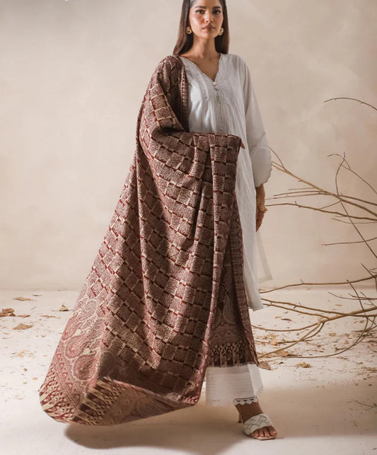 Jacquard Shawl Pashmina Asim Jofa Brand Pakistani Indian Ready To Wear Winter Collection