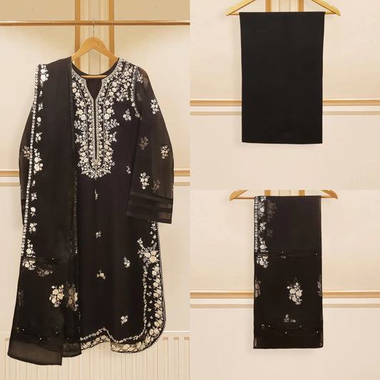 Agha Noor 3 Piece - Organza Embroidered Suit