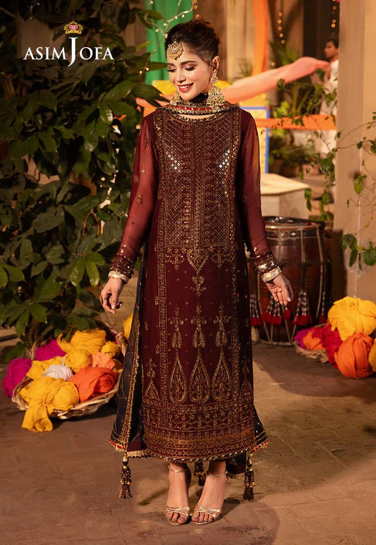 Asim Jofa Original Chiffon Embroidered Dress Pakistani Designer Wear