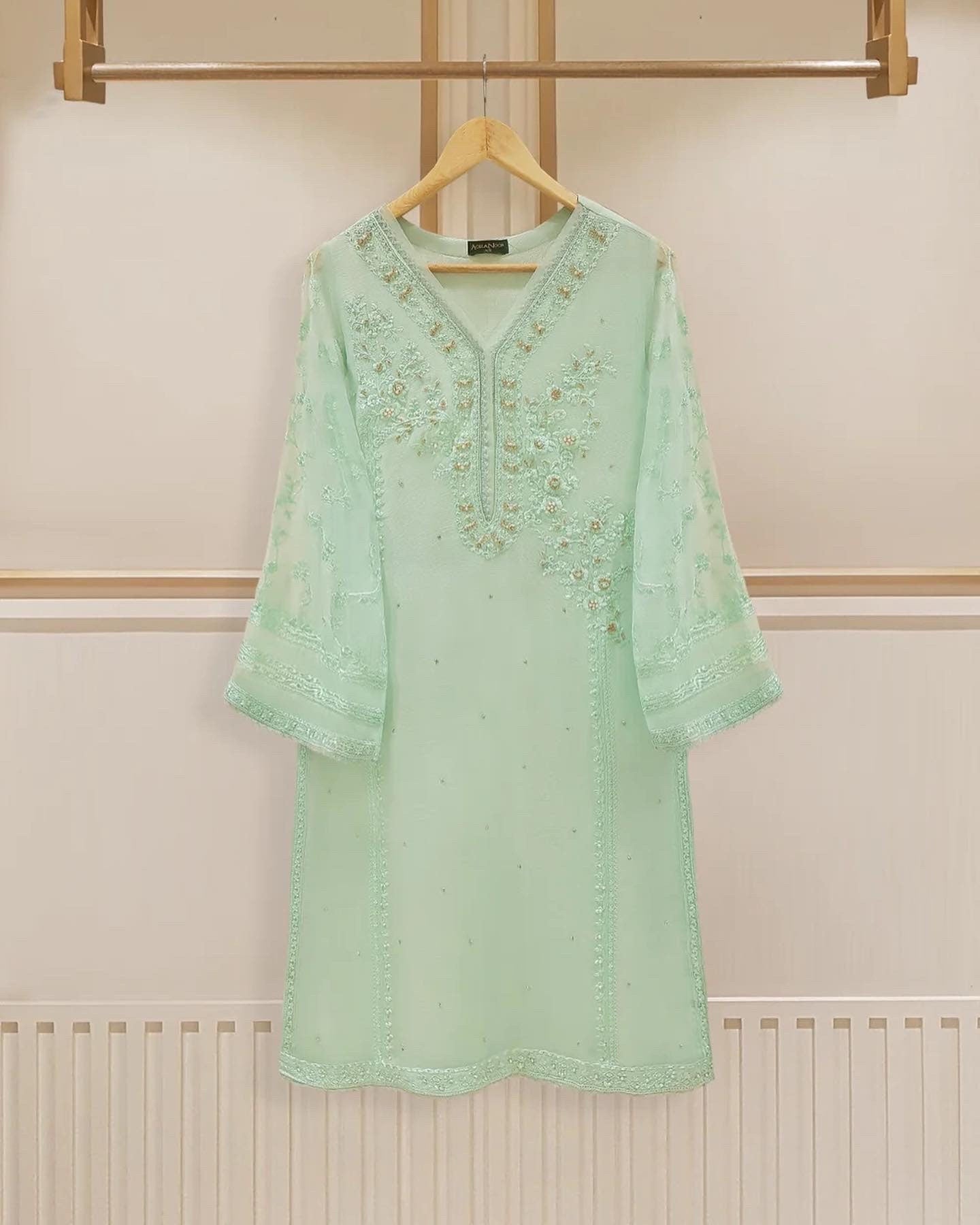 Agha Noor 3 Piece - Pure Chiffon Embroidered