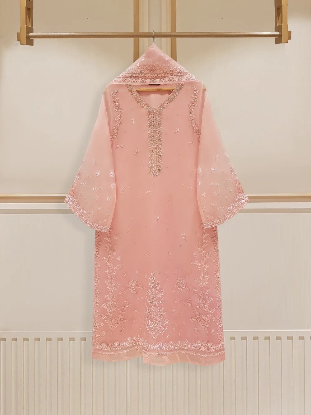 Agha Noor 2 Piece- Organza Embroidered Suit