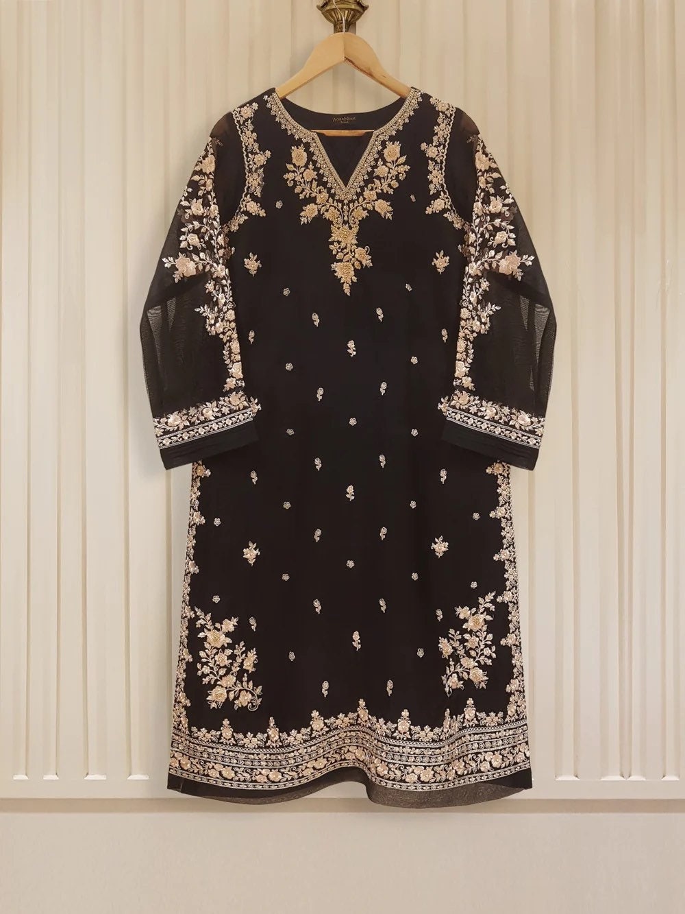 Agha Noor Original Organza 3 Piece Embroidered Dress