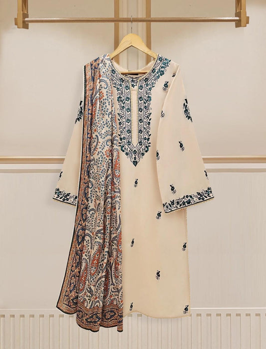 Agha Noor Cambric Cotton Embroidered Dress