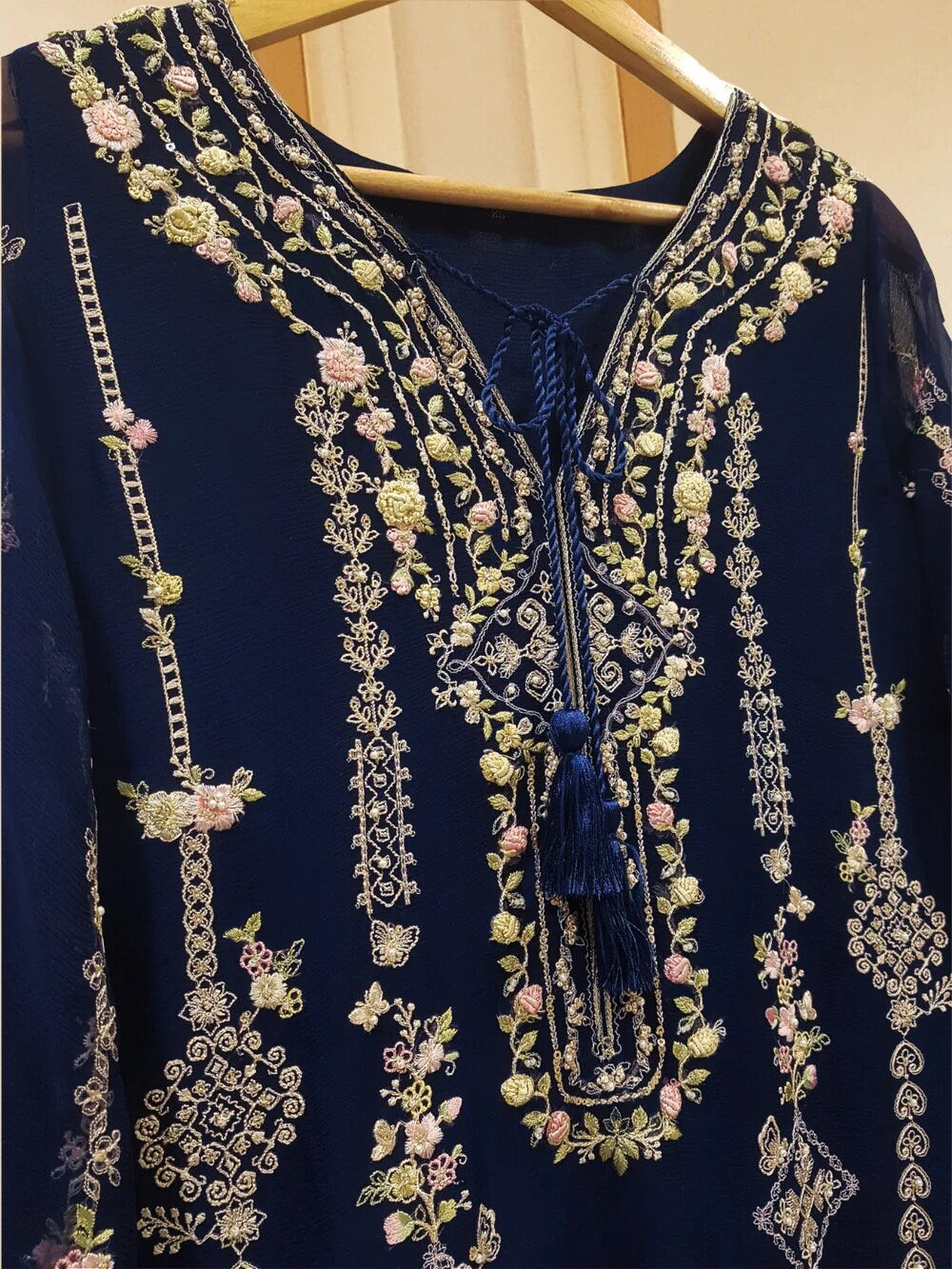 Agha Noor 2 Piece Chiffon Embroidered Dress