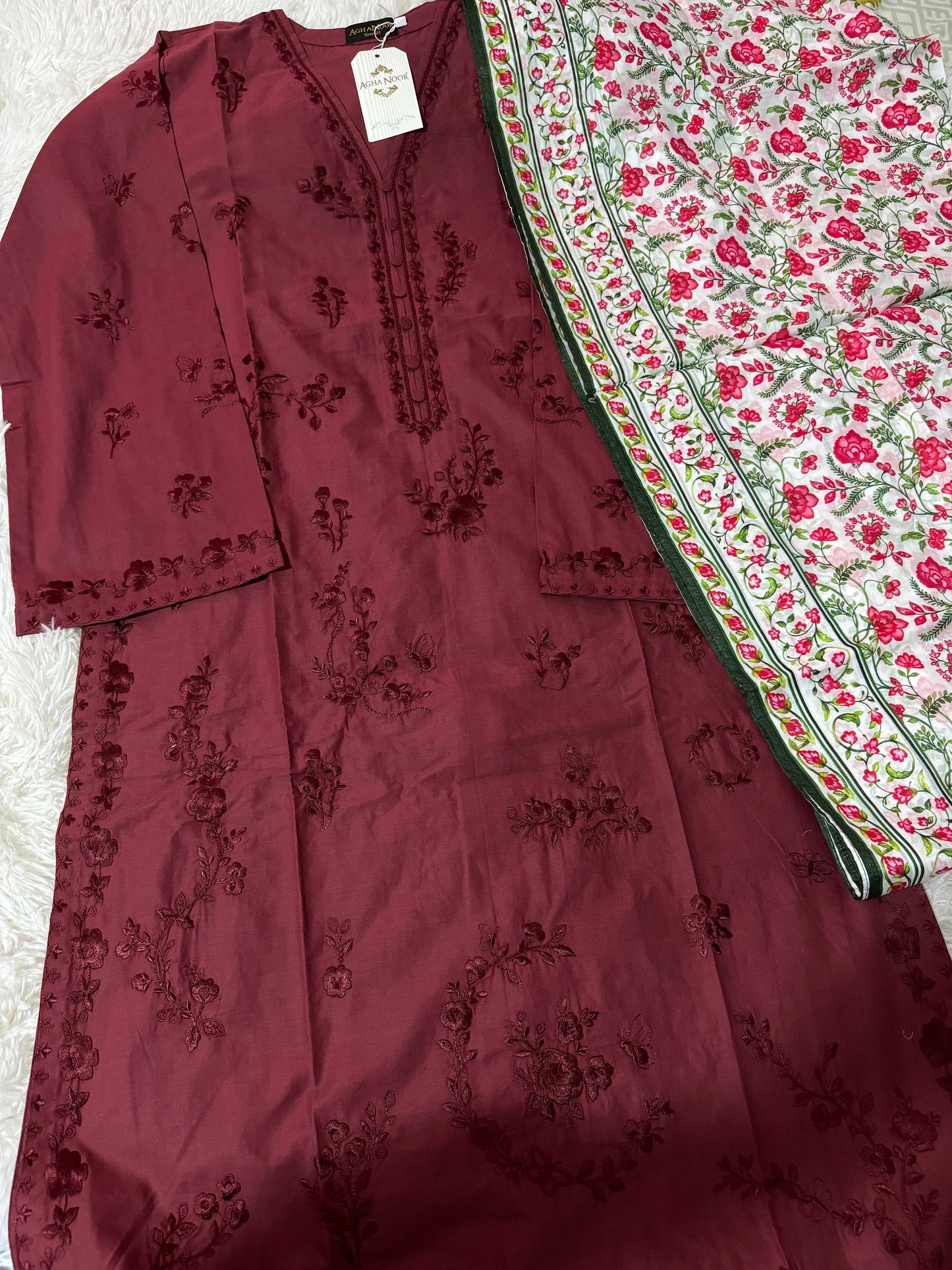 Agha Noor 2 Piece - Cotton Embroidered