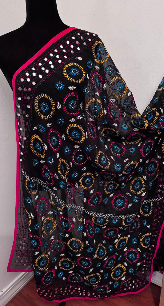 Phulkari Hand Work Embroidered Georgette Dupatta Traditional Wear