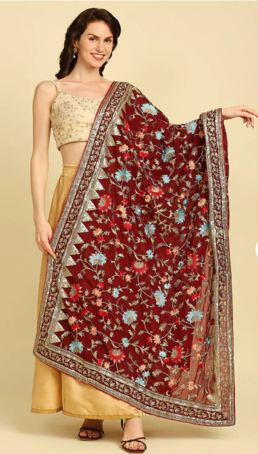 Georgette Heavily Zardosi Embroidered Dupatta