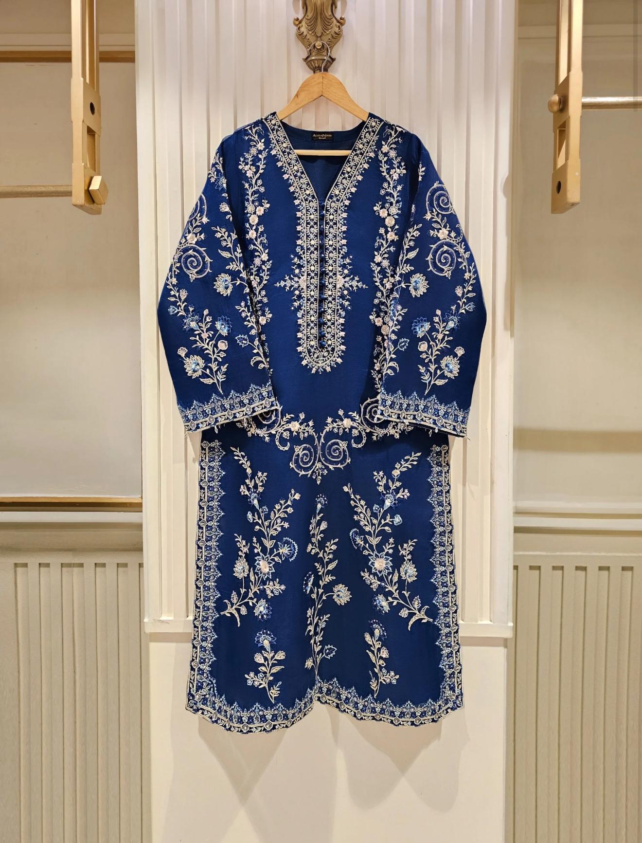 Agha Noor Organza Embroidered Dress