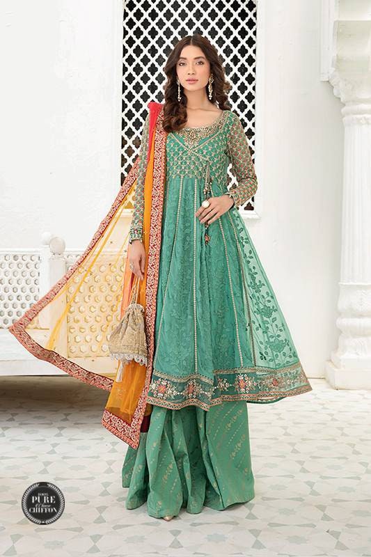 Maria B Chiffon Embroidered Dress