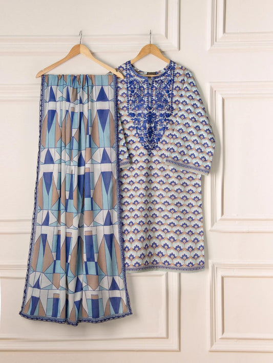 Agha Noor 2 Piece Cotton Embroidered Shirt & Dupatta