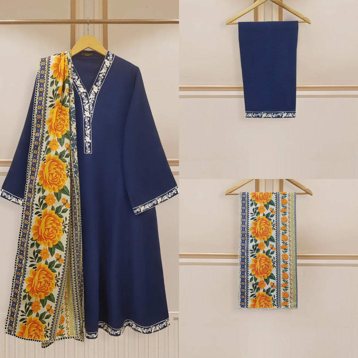 Agha Noor 3 Piece-Khaddar Embroidered Suit