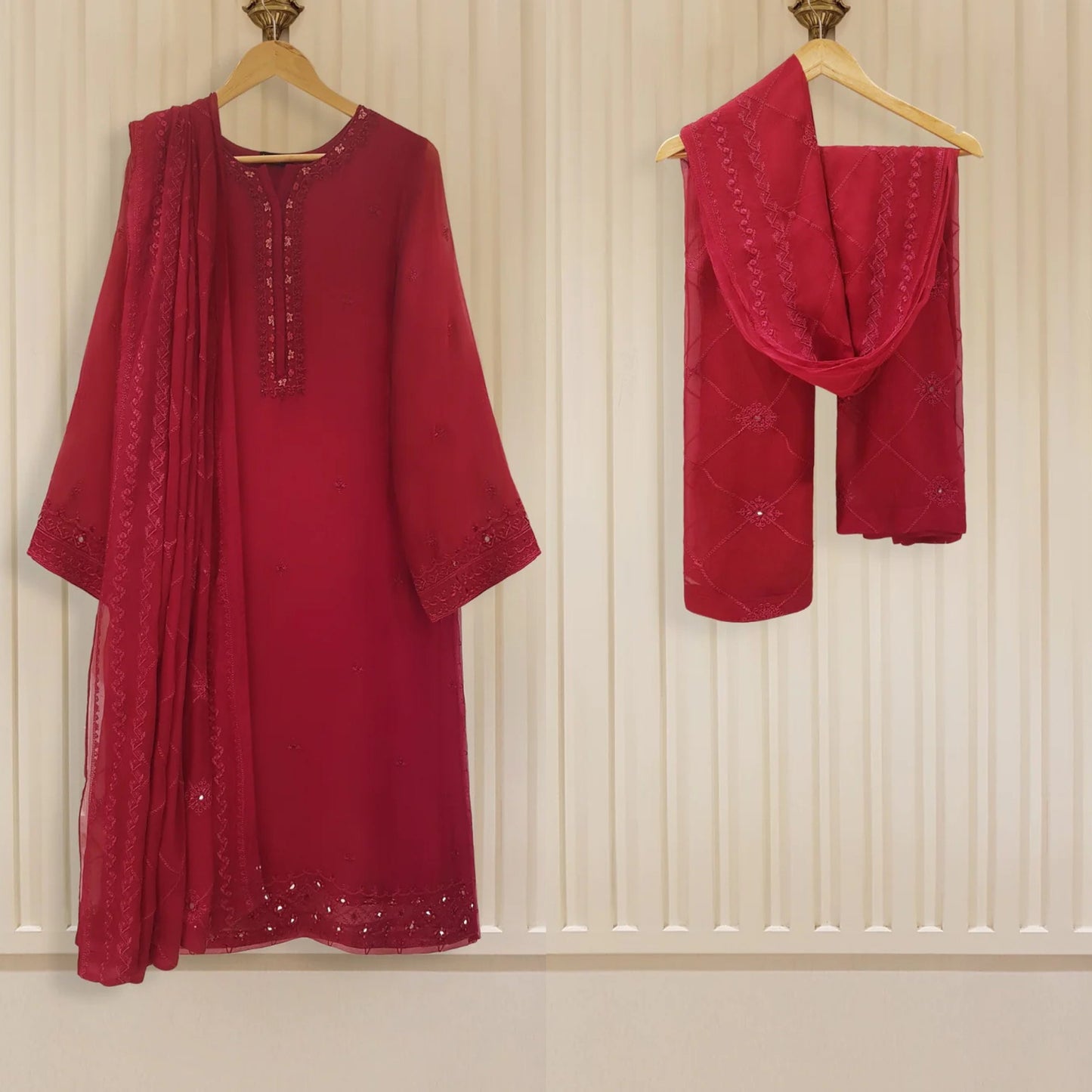 Agha Noor 2 Piece Chiffon Embroidered Dress